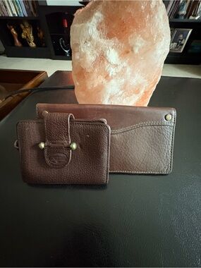 Fossil Leather checkbook cover and Card & Key Holder with Brass Accents.